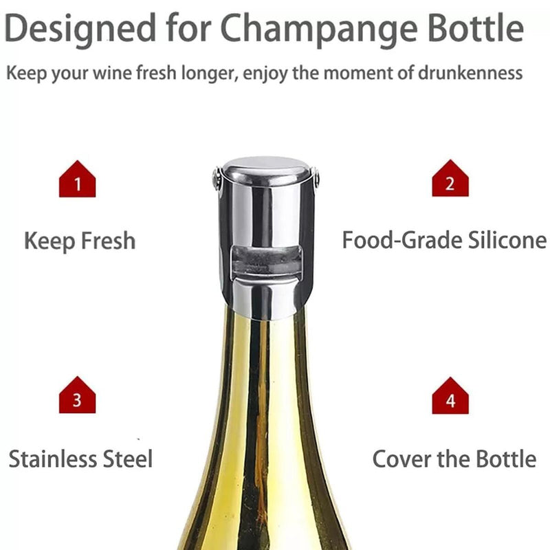 Steel Sparkling Champagne Bottle Sealer Saver Wine Champagne Stopper.
