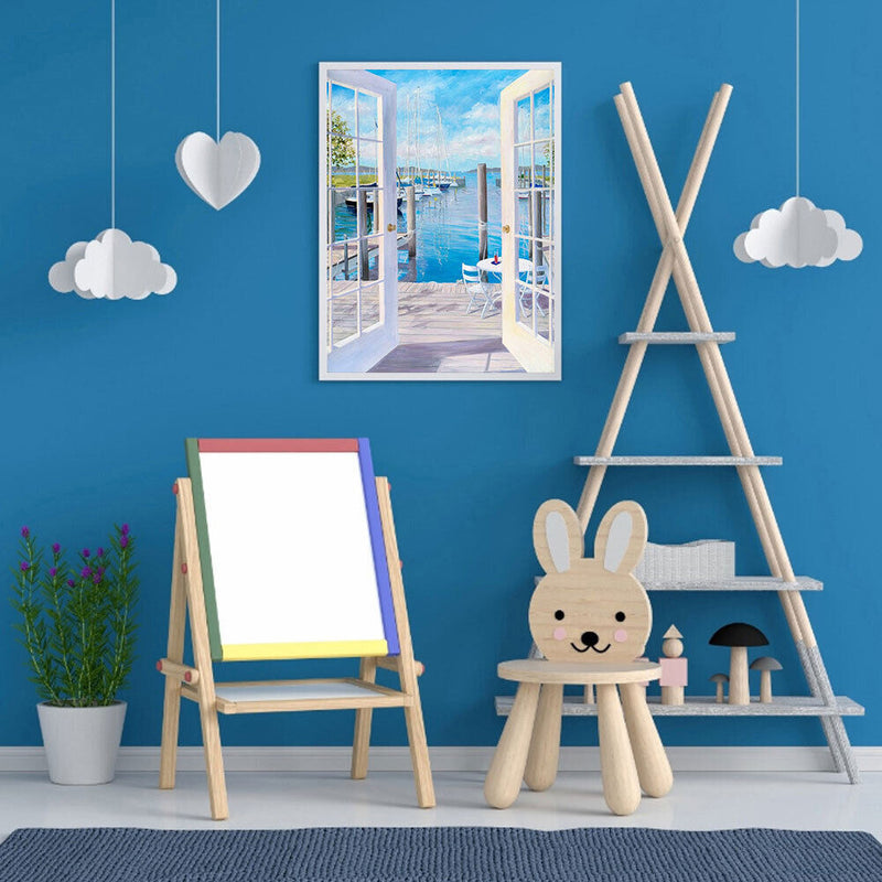 Paint By Numbers for Kid Beginner Outside Door Seascape Home Decor Painting Kit