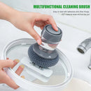 Soap Dispenser Palm Brush Steel Wire Scrubber Kitchen Dishwashing Brush (A)