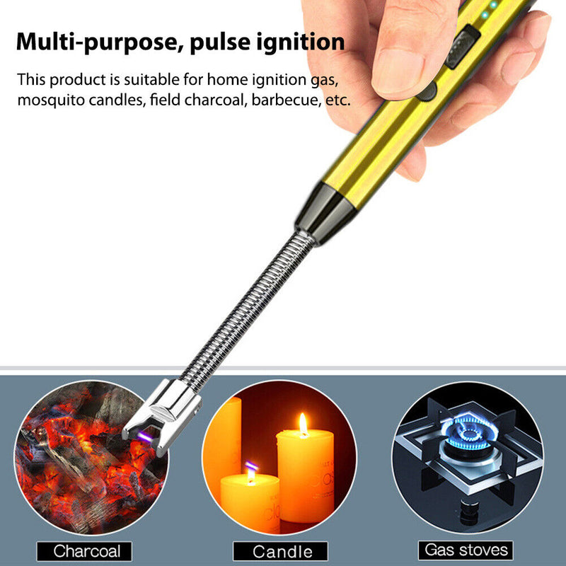 360 Rotation BBQ Lighter USB Windproof Flameless Plasma Ignition for Gas Stove