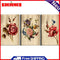 3 Panels Wood Grain Flowers Oil Paint By Numbers Kits DIY Hand Painted Wall Art