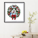 Stamped DIY Cross Stitch Partial Embroidery Kit Christmas Snowman Wreath Gift