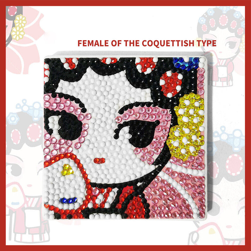 DIY Diamond Painting Kit Coaster Ceramics Insulation Cartoon Pad (Female)