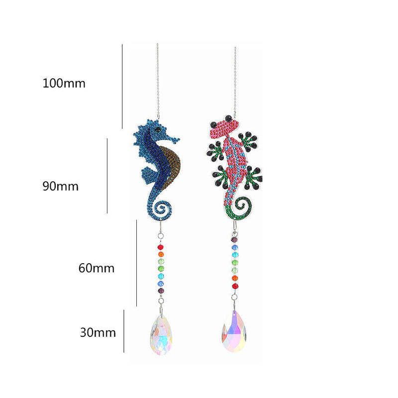 2pcs Crystal Wind Chimes Diamond Hanging Light Catcher Home Decor (ZH008)