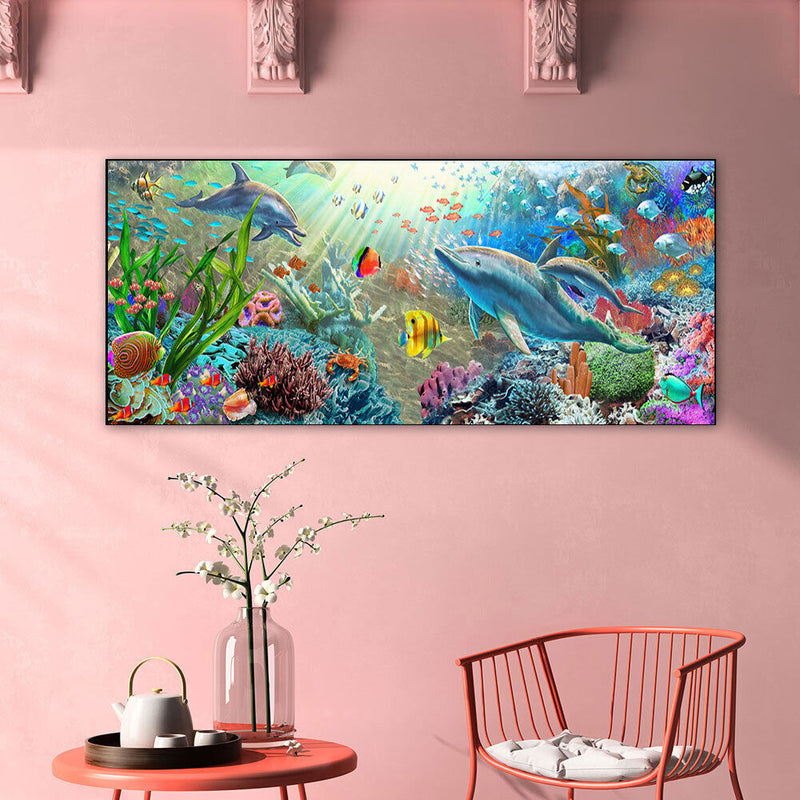 Undersea Dolphins Oil Paint By Numbers Kits DIY Handpainted Decoration Unfr