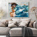 Girl and Dolphin Oil Paint By Numbers DIY Acrylic Painting on Canvas Drawing Kit