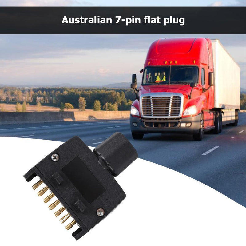 Black 7 Pin Flat AU Trailer Male Plug Socket Connector Adapter for RV Truck