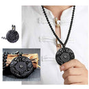Lucky Obsidian Carving Pendant Yin Yang Dragon and BaGua Necklace Black X1D8