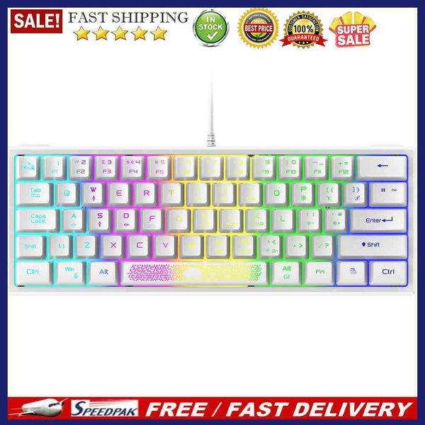 K61 USB 60 Percent RGB Wired Keyboard 62 Keys Ergonomic Gaming Laptop Keyboard