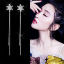 Long Tassel Fashion Pendant Rhinestone Earrings Jewelry Snowflake Ear Stud