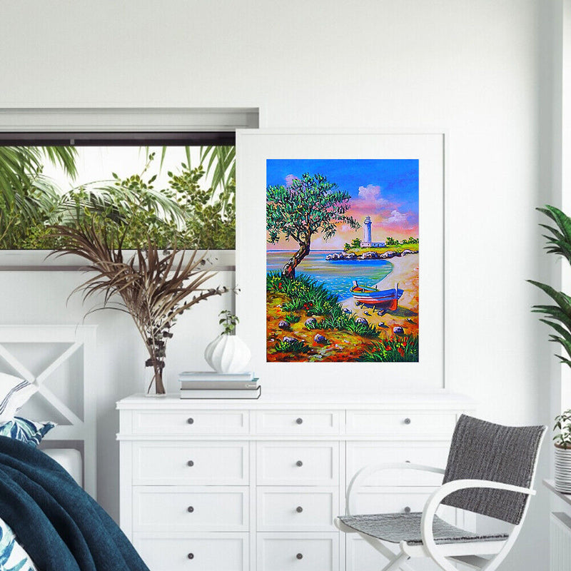 Seaside Oil Paint by Numbers Hand Painted Frameless Picture Home Art Ornament