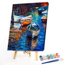 River Boat Oil Paint By Numbers Kit DIY Acrylic Painting on Canvas Picture