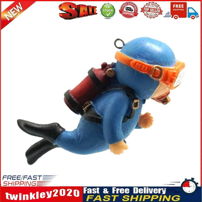 Diver Fish Tank Underwater Ornaments Aquarium Landscape Decoration (Blue) Newly