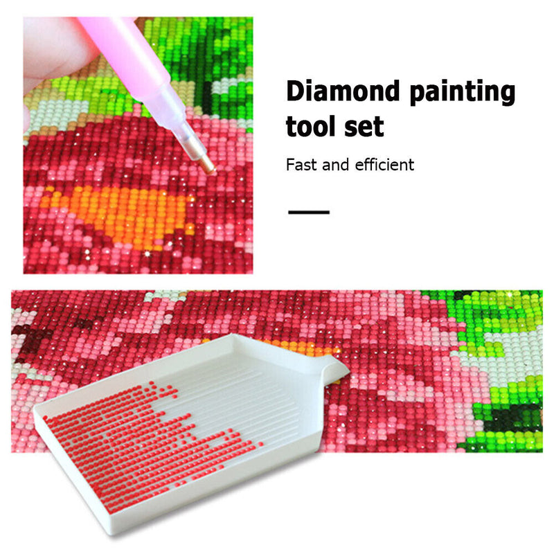 DIY Diamond Painting Tools Turning Drill Plate Mosaic Tray w/ Clean Brush