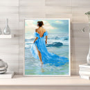 DIY Printed Seaside Girl Cross Stitch Full Embroidery Canvas Home Wall Decor