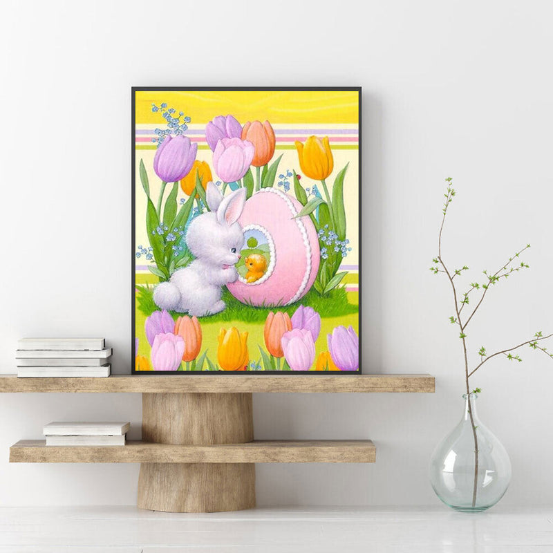 Easter Bunny Oil Paint By Numbers Kits Canvas Picture Wall Art DIY Craft Colo