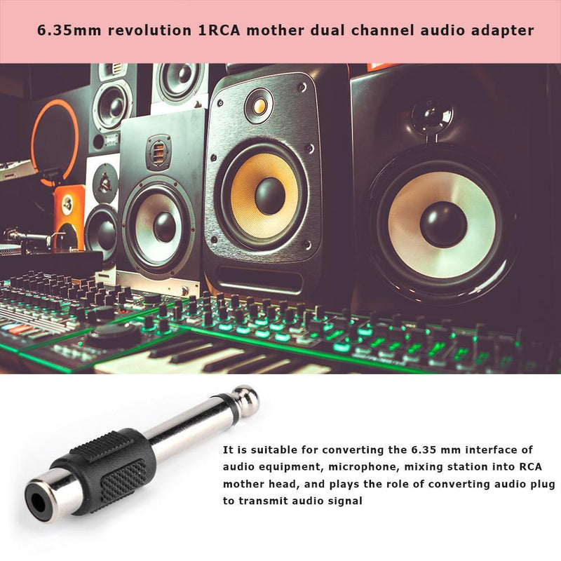2pcs 6.5mm to RCA Male to Female Jack Plug Audio Video Converters Adapters Newly