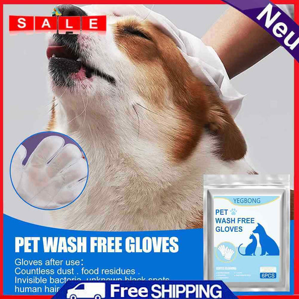 6pcs Cleaning Gloves No Rinse Available Cleaning Massage Gloves Pet Accessories