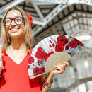 DIY Acrylic Drawing Paper Fans Rose Oil Paint Kit by Numbers Folding Fan Gi