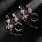Women Purple Crystal Dangle Earrings Ear Stud Drops Earrings Rhinestone