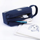 Large Capacity Pencil Case Bags Zipper Solid Stationery Box (Navy Blue) Newly
