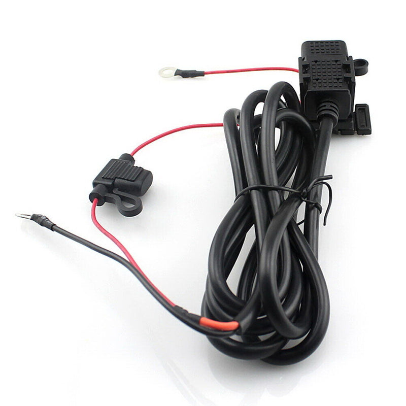 Motorcycle 2.1A USB Charger Power Adapter with Inline Fuse for Phone Tablet