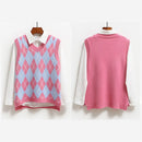 Loose sweater Y2K V Neck Plaid Knitted Knitwear top Sweater Vest Sleeveless