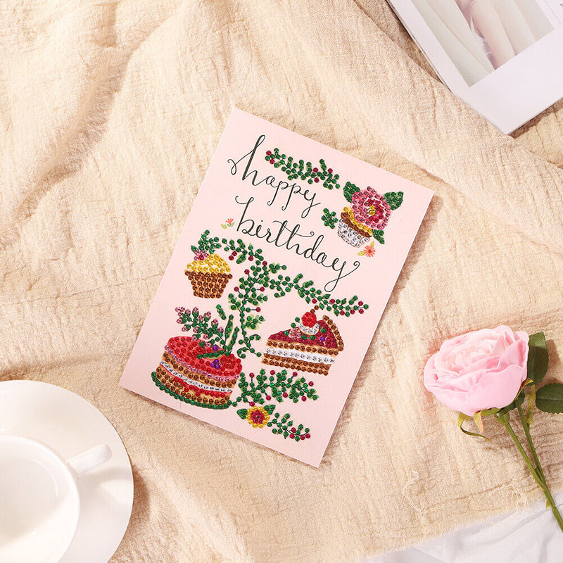 Special Shaped 5D Diamond Painting Happy Birthday Card DIY Postcard (KP022)