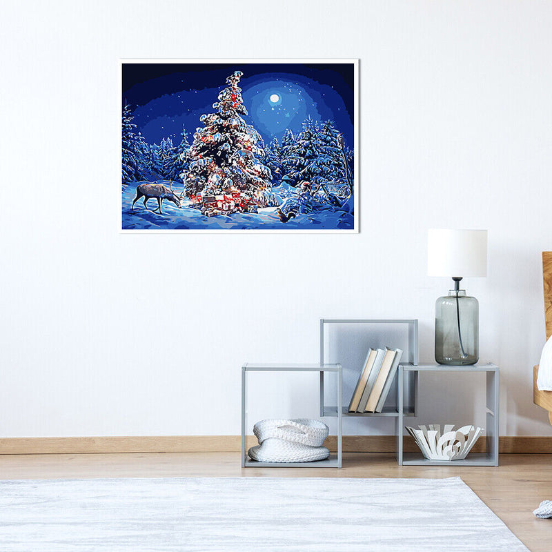Acrylic Painting By Numbers DIY Christmas Tree Drawing Hand Painted Wall Picture