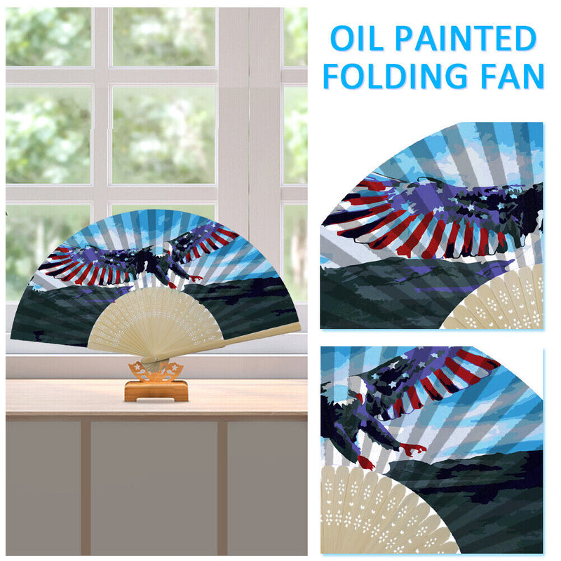 Independence Day Eagle Oil Paint Folding Fan By Numbers DIY Digital Oil Paint