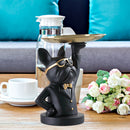 Nordic Luxury Bulldog Storage Statue Fruit Candy Tray Sculpture (Black) Newly