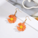 Korean Daisy Hook Dangle Earrings Women Sweet Flower Ear Jewelry (Pink) Newly