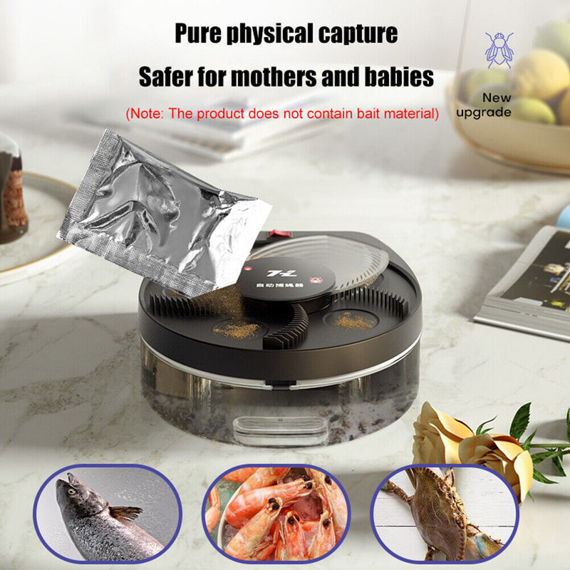 Wall Electric Insect Fly Trap Automatic Flycatcher Device (Recharged Black)