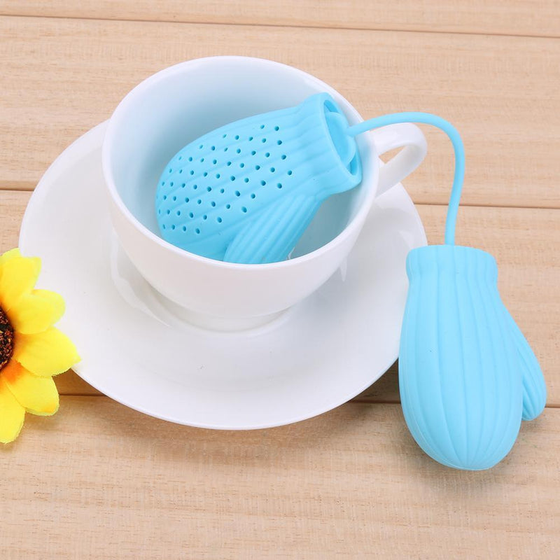 Silicone Christmas Kitchen Coffee Filter Infuser Gloves Tea Strainer (Blue)