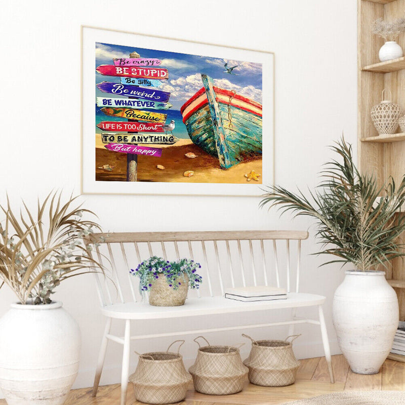 Ship by the Sea Oil Paint By Numbers Kit DIY Acrylic Painting on Canvas Art