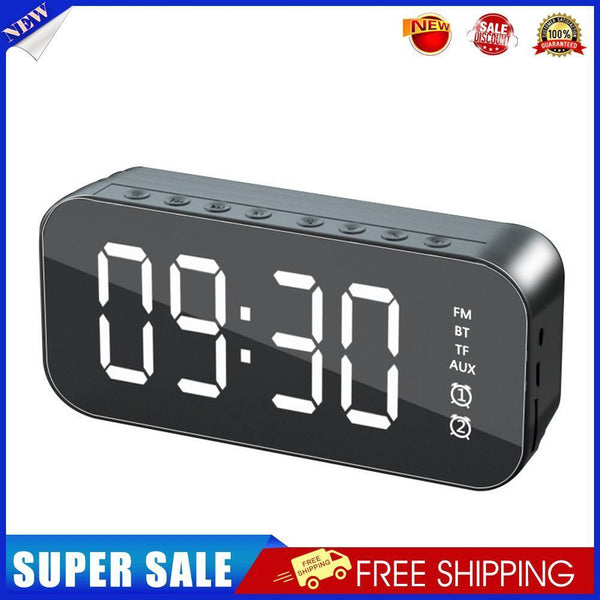 Bluetooth-Compatible Speaker Wireless Desk HiFi Music Alarm Clock (Black)