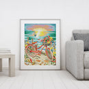 Full Embroidery Beach Bike 2-Beach 14CT Counted Cross Stitch Cotton DIY Kit