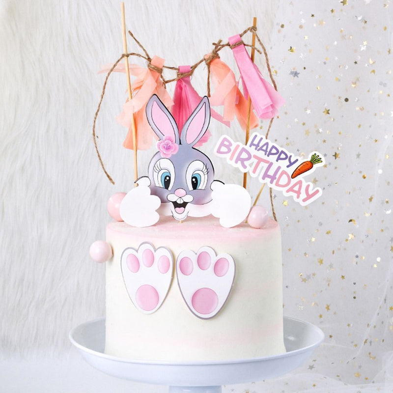 Decorations Birthday Party Kids Purple Rabbit Cupcake Topper Cake Toppers Bunny