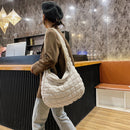 Large Capacity Shoulder Bag Solid Lattice Color Handbag Women Eiderdown Satchels