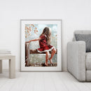 DIY Digital Picture Red Skirt Girl Oil Painting By Numbers Kit Acrylic Craf