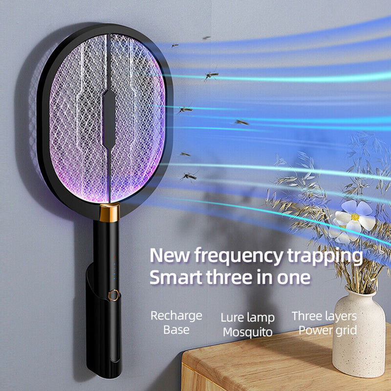 3 In 1 Electric Mosquito Swatter USB Rechargeable Mosquito Insect Racket Newly