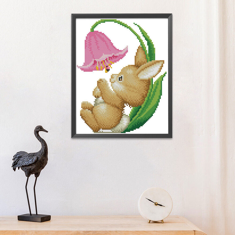 14CT Rabbit DIY Counted Cross Stitch Kit Eco-friendly Thread Needlework