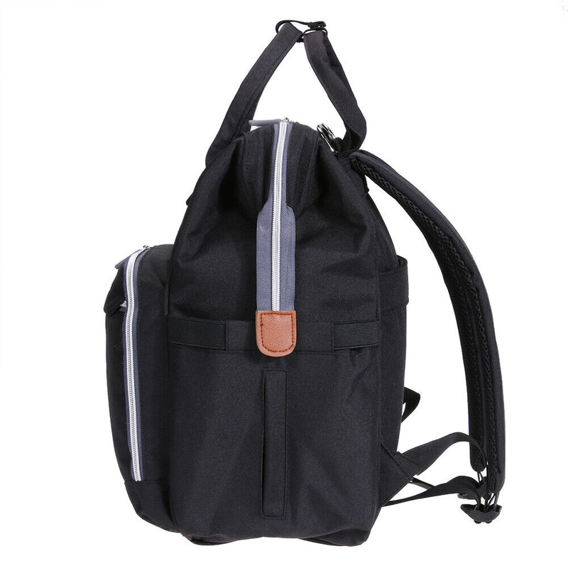 Multi-functional Mom Backpack Baby Diaper Large Capacity Travel Bag(Black)-