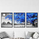 Canvas Paint By Numbers Blue Tree Oil Hand Painted Drawing Kit Home Decoration