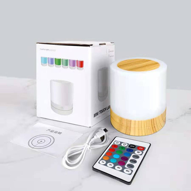 LED Night Light 7 Colors USB Bedside Living Room Table Lamp (Remote Wood) Newly