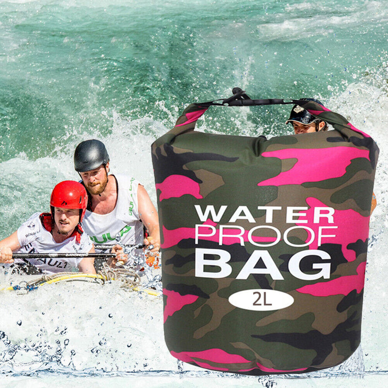 Waterproof Swimming Bag Camouflage Outdoor Camping Dry Sack (2L Rose Red) Newly