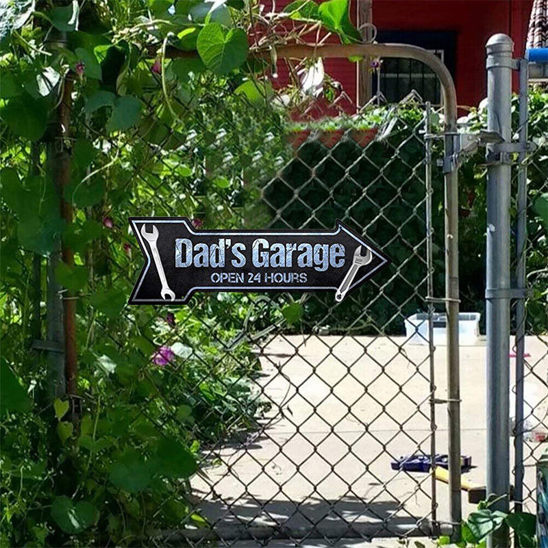 Arrow Shape Dad s Garage Retro Metal Plate Tin Sign for Bar Pub Club Cafe