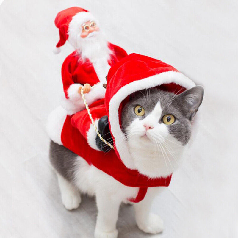 Pet Dog Jumpsuits Clothing for Dogs Christmas Santa Riding Deer Coat Jackets