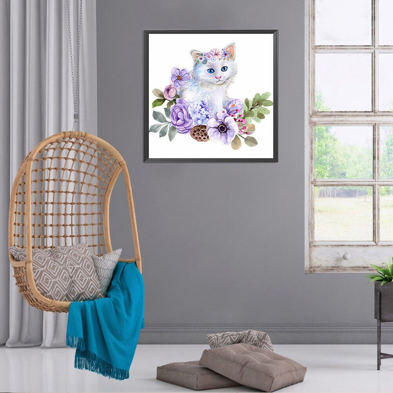 5D DIY Diamond Painting Flower Cat Full Drill Rhinestone Mosaic Art Picture