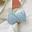 Retro Women Embossed Geometric PU Underarm Shoulder Bag Handbags (Blue)